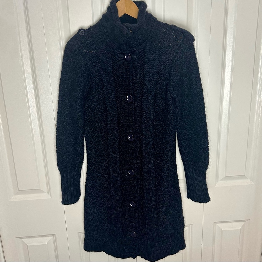 Cocogio Italian Navy Wool Long Cardigan Size S